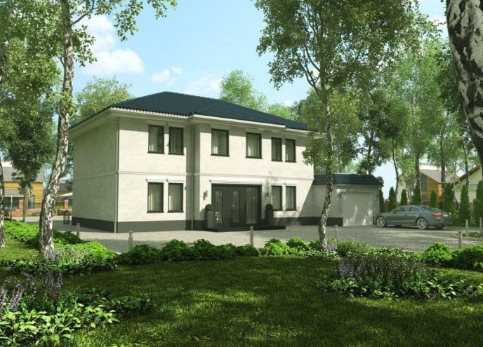 Das Bild zeigt eine schlüsselfertige Stadtvilla von Bauunternehmen Wilms AG in Berlin-Brandenburg.