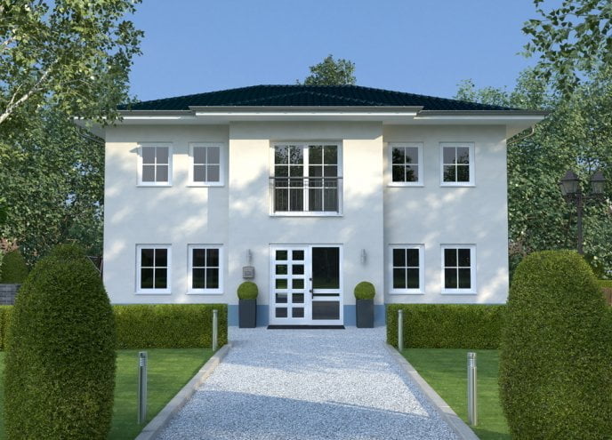 Das Bild zeigt eine individuell geplante, moderne Stadtvilla der Baufirma Wilms AG in Berlin-Brandenburg.