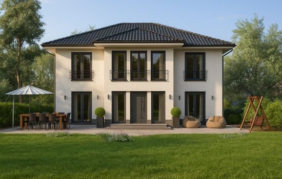 Das Bild zeigt ein individuell geplantes Luxushaus der Haus Baufirma Wilms AG in Berlin und Brandenburg.