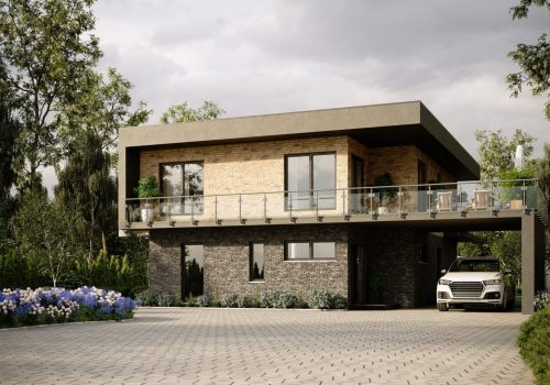 Das Bild zeigt ein individuelles, modernes Luxushaus in Berlin-Brandenburg, gebaut als Massivhaus von Wilms AG.